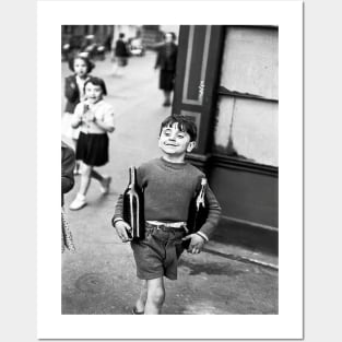 Little Boy with Bottles of Wine, Black and White Vintage Posters and Art